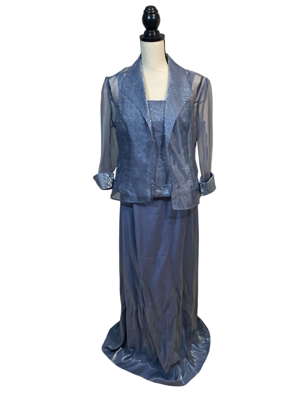 Alex Evenings Iridescent Formal Jacket Dress Slate Blue 12P